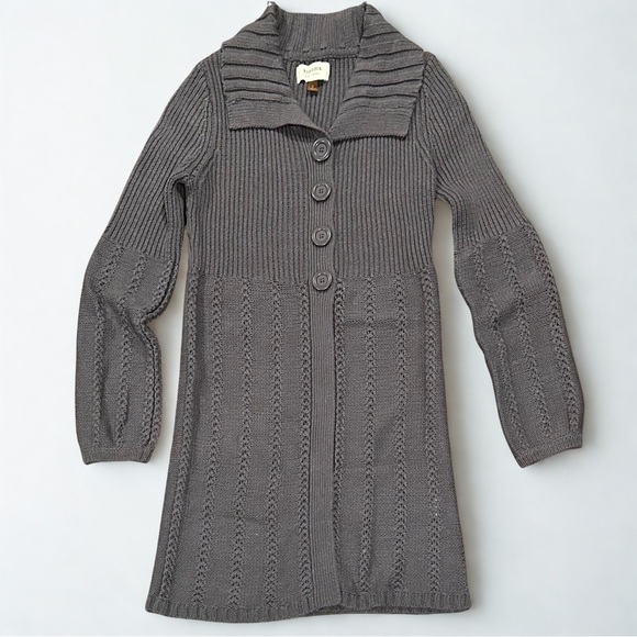 Sonoma Sweaters - Gray Knit Cardigan Sweater Front Longline Size Small by Sonoma Y2K 2000s